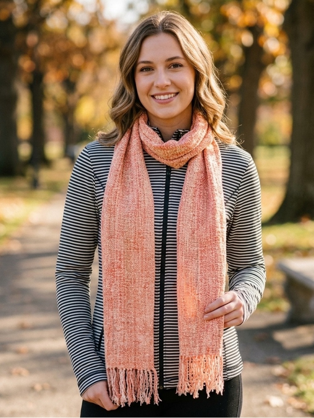 8” x 70” Soft Peach Orange Scarf